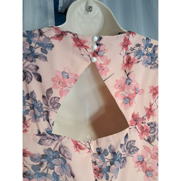 NWT Eilly Bazar Women's Short Sleeve Floral Slip Dress  Pink  L Crochet - Picture 4 of 11